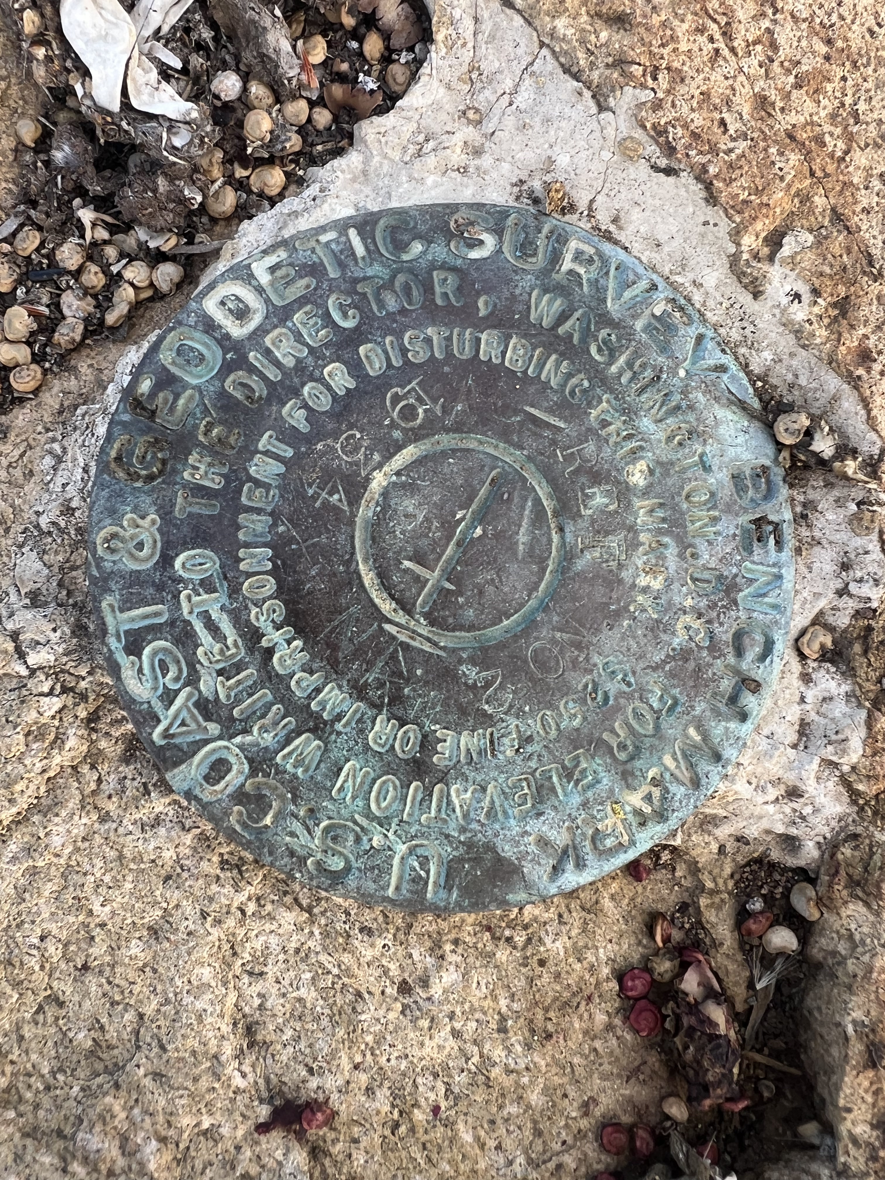 Survey Marker on Granite Peak Catalina Island