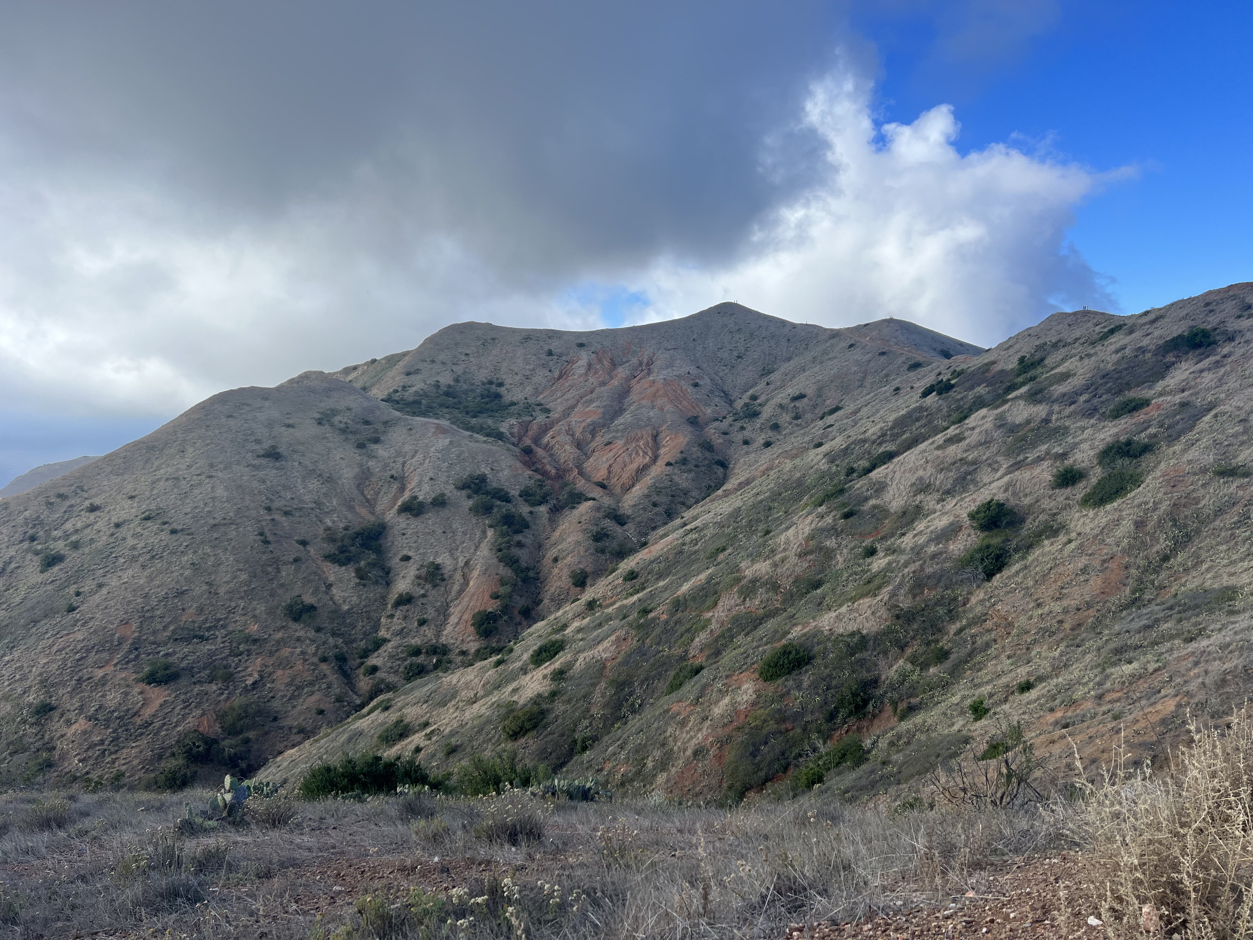 Looking back up at Granite Peak and Oak Benchmark