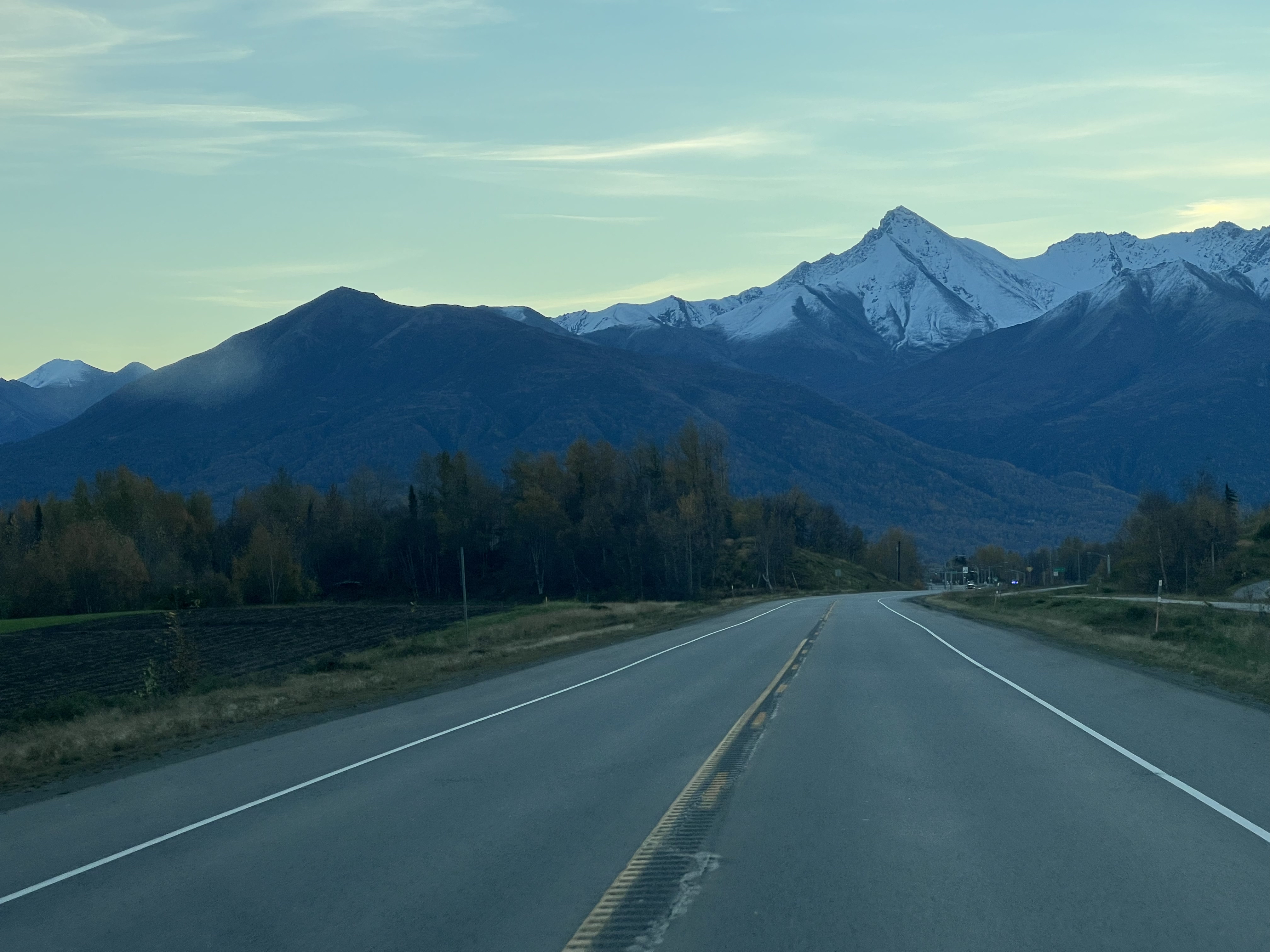 Lazy Mountain and Matanuska Peak from the drive to the trailhead