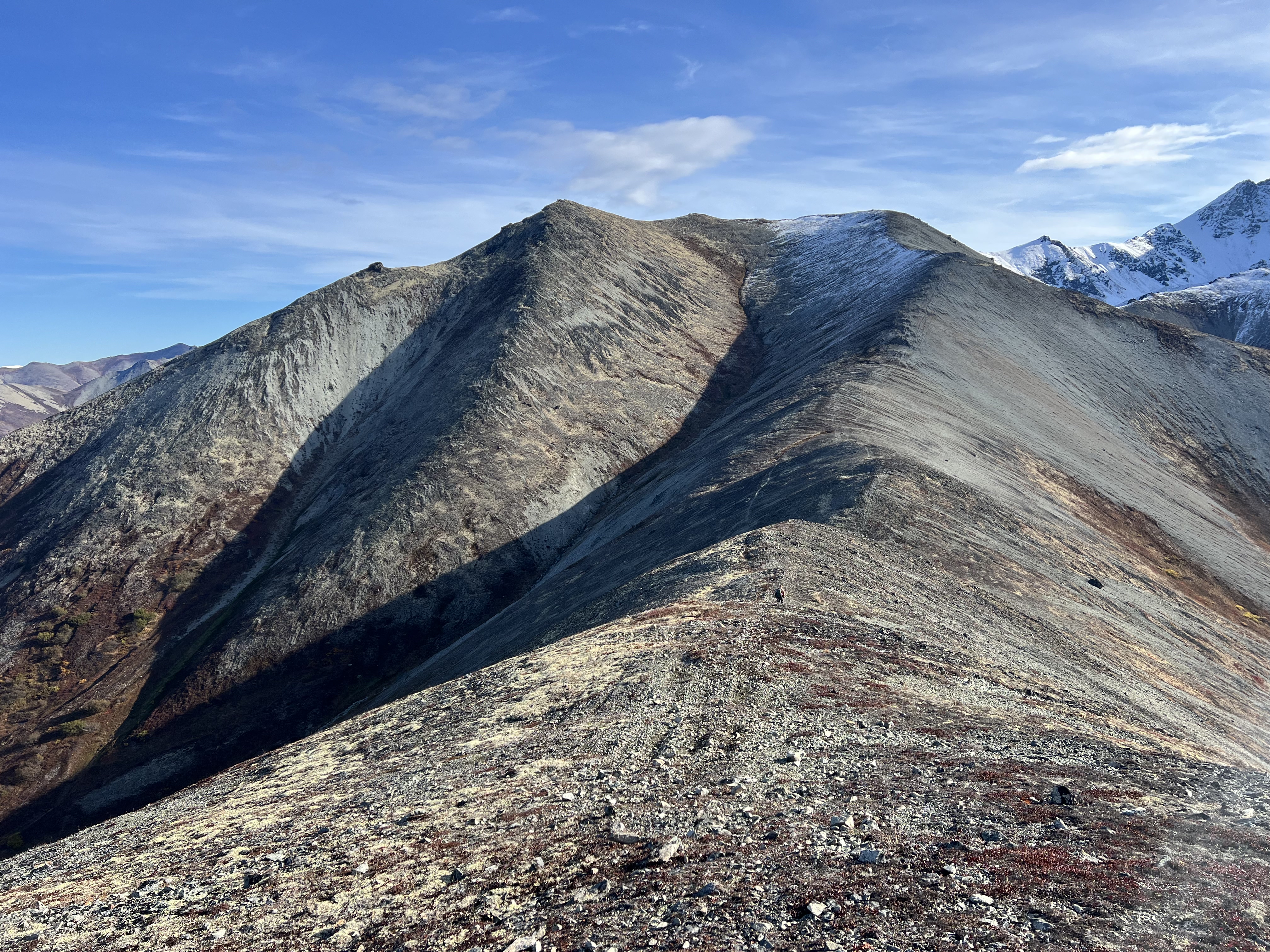 Peak 4199. Big gray mountain with no vegetation and 3 shoulders dropping from the summit