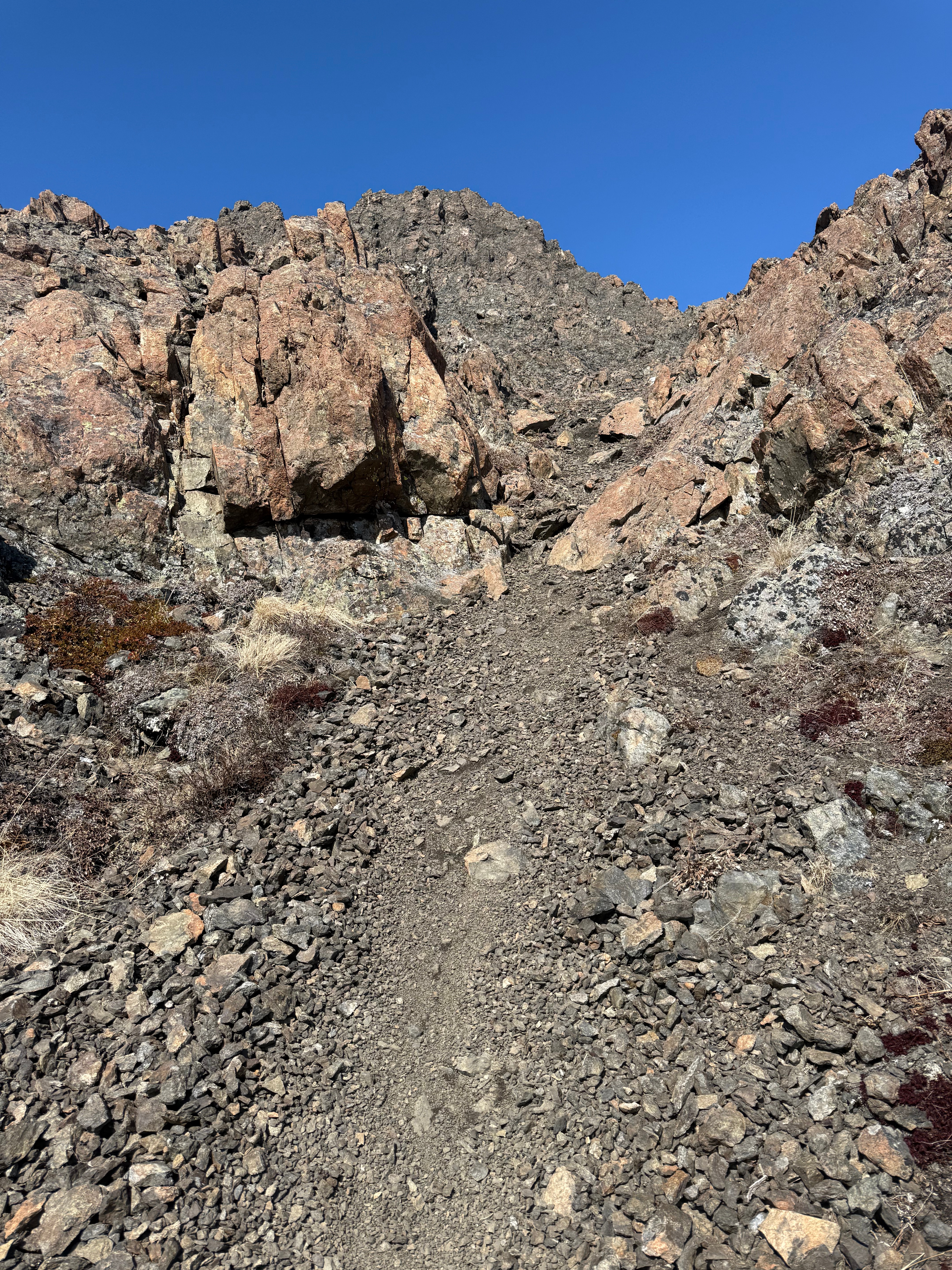 Facing back up towards the summit ridge.